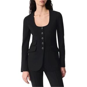 Rag & Bone Womens Roslyn Ponte U-Neck  Blazer Black Scoop Neck